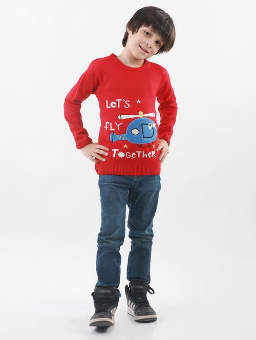 kids long sleeved self design sweater - 21360088 - Very Small Image - 1