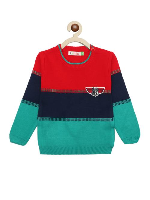 kids long sleeved color block sweater - 21360150 - Very Small Image - 1