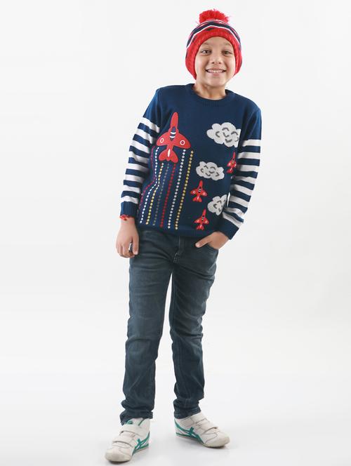 kids long sleeved self design sweater - 21360161 - Very Small Image - 1