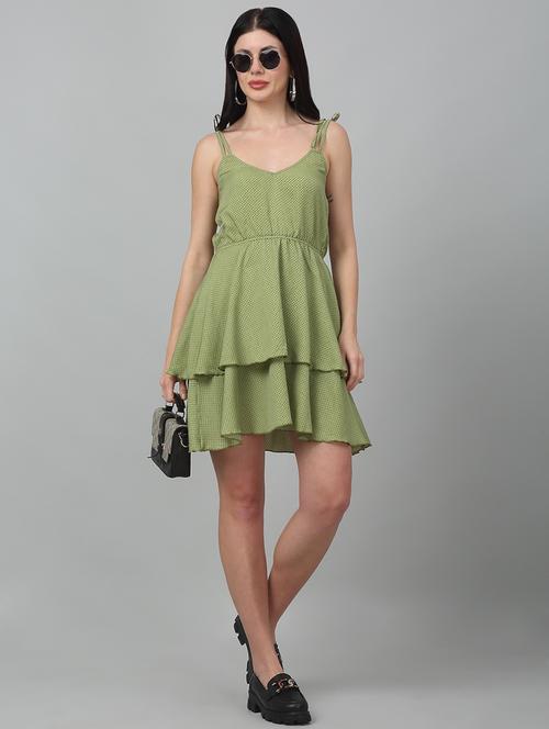 women polka doted shoulder strap layered dress - 21361213 - Very Small Image - 1