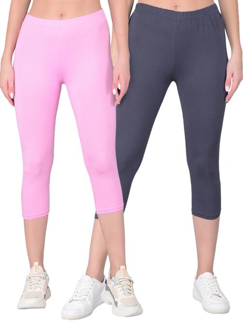 women mid-rise solid set of 2 capris - 21361415 - Very Small Image - 1