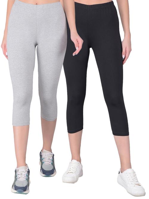 women mid-rise solid set of 2 capris - 21361422 - Very Small Image - 1