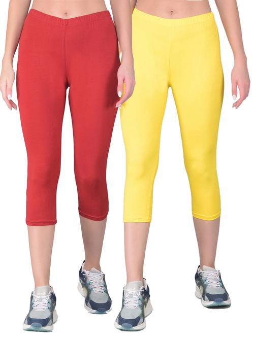 women mid-rise solid set of 2 capris - 21361487 - Very Small Image - 1