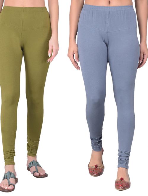 pack of 2 women solid mid rise leggings - 21361815 - Very Small Image - 1
