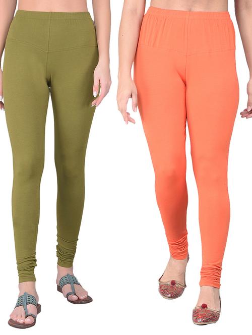 pack of 2 women solid mid rise leggings - 21361822 - Very Small Image - 1