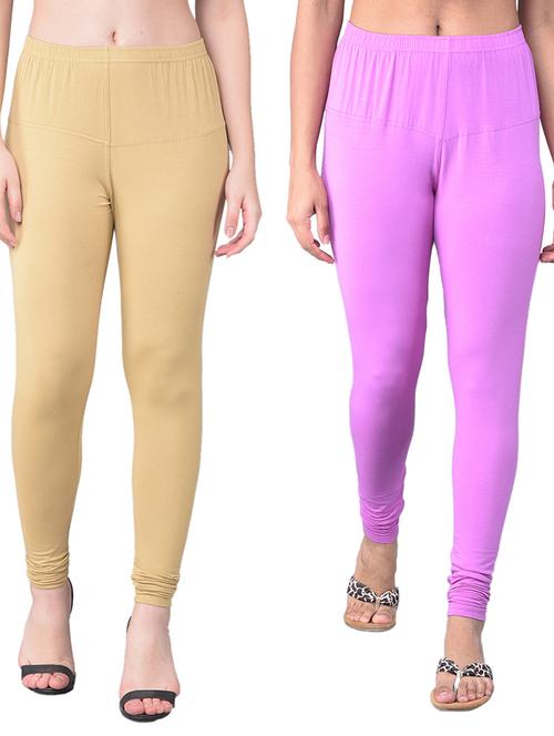 pack of 2 women solid mid rise legging - 21361899 - Very Small Image - 1