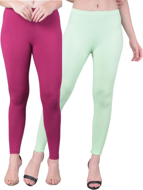 women solids mid rise leggings - 21362314 - Very Small Image - 1