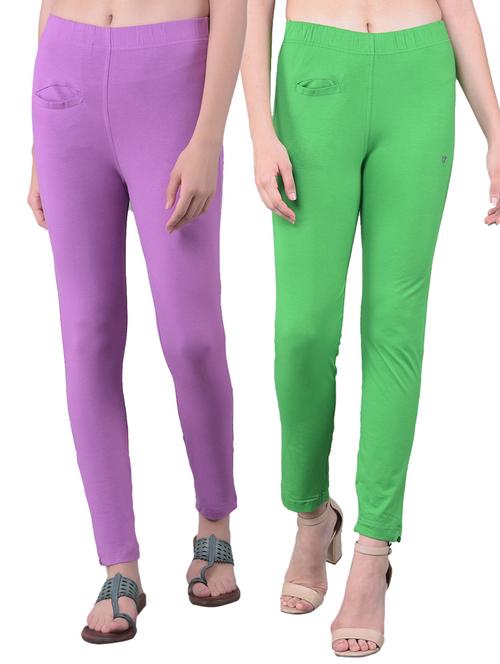 women's pack of 2 solid mid rise stretchy pants - 21363129 - Very Small Image - 1