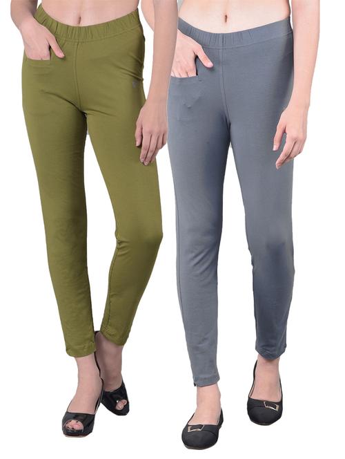 women's pack of 2 solid mid rise stretchy pants - 21363246 - Very Small Image - 1