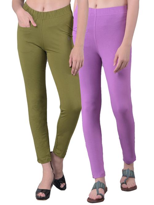 women's pack of 2 solid mid rise stretchy pants - 21363249 - Very Small Image - 1