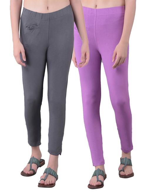 pack of 2 solid mid rise stretchy pants - 21363267 - Very Small Image - 1