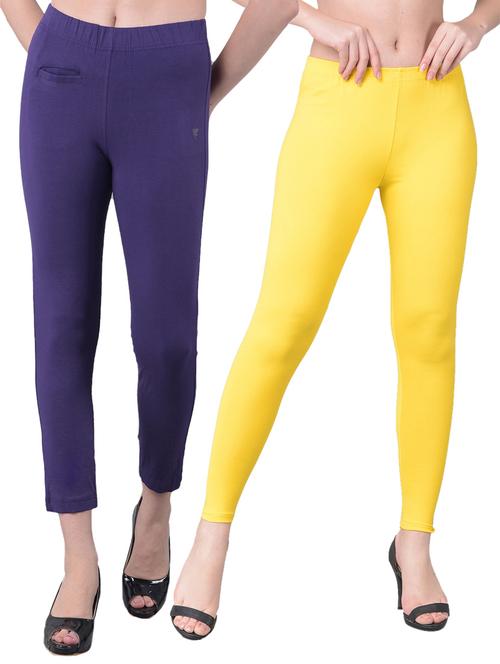 women's pack of 2 solid mid rise stretchy pants - 21363285 - Very Small Image - 1