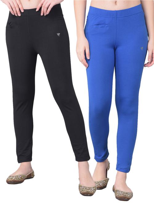 women's pack of 2 solid mid rise stretchy pants - 21363302 - Very Small Image - 1