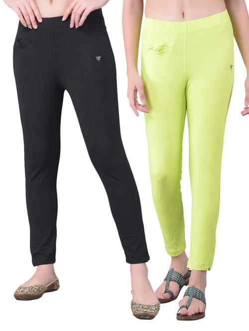 women's pack of 2 solid mid rise stretchy pants - 21363303 - Very Small Image - 1