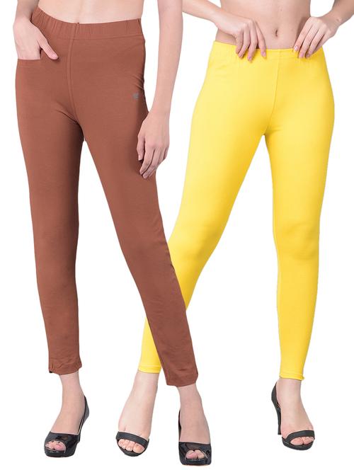pack of 2 solid mid rise stretchy pants - 21363330 - Very Small Image - 1