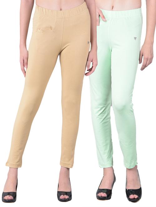 women's pack of 2 solid mid rise stretchy pants - 21363342 - Very Small Image - 1