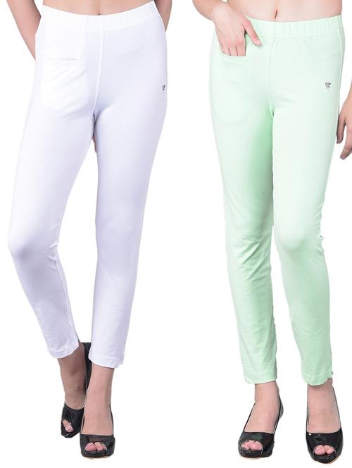 women's pack of 2 solid mid rise stretchy pants - 21363364 - Very Small Image - 1