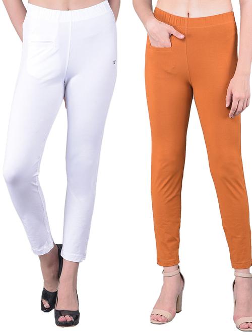 women's pack of 2 solid mid rise stretchy pants - 21363366 - Very Small Image - 1