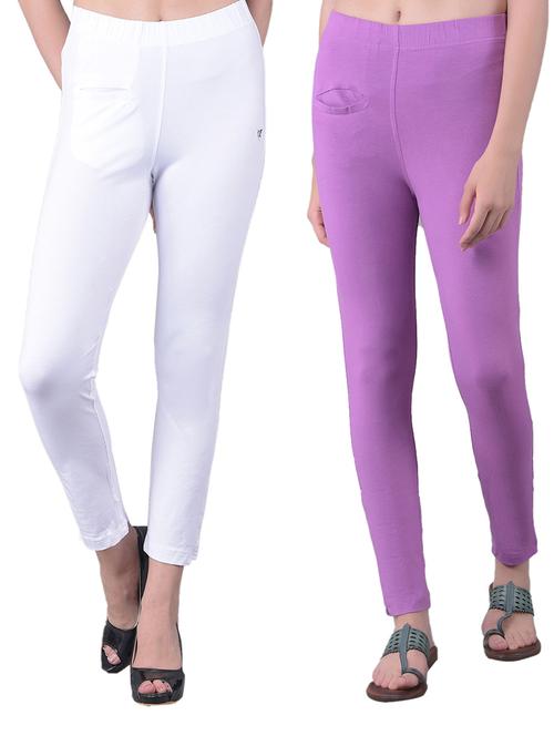 women's pack of 2 solid mid rise stretchy pants - 21363368 - Very Small Image - 1