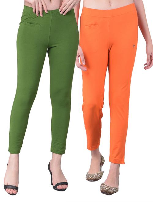 women's pack of 2 solid mid rise stretchy pants - 21363425 - Very Small Image - 1
