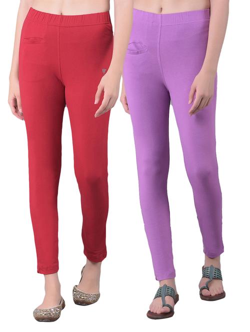 women's pack of 2 solid mid rise stretchy pants - 21363456 - Very Small Image - 1