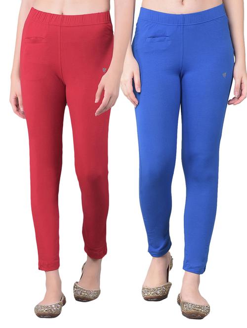 women's pack of 2 solid mid rise stretchy pants - 21363457 - Very Small Image - 1