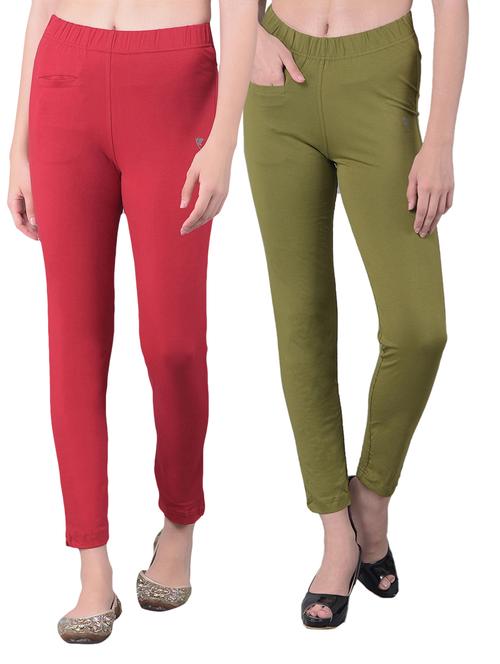 women's pack of 2 solid mid rise stretchy pants - 21363463 - Very Small Image - 1