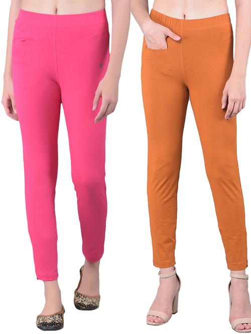 pack of 2 solid mid rise stretchy pants - 21363501 - Very Small Image - 1