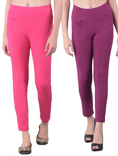women's pack of 2 solid mid rise stretchy pants - 21363507 - Very Small Image - 1