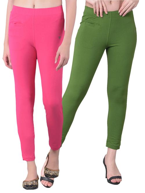 pack of 2 solid mid rise stretchy pants - 21363517 - Very Small Image - 1