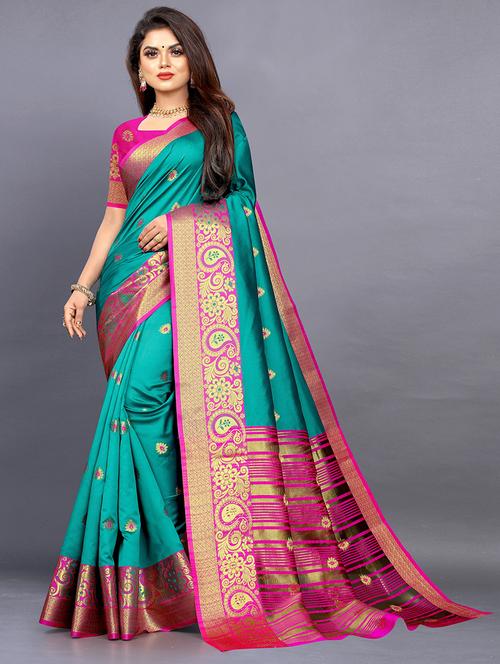 women self design banarasi saree with blouse - 21364346 - Very Small Image - 1