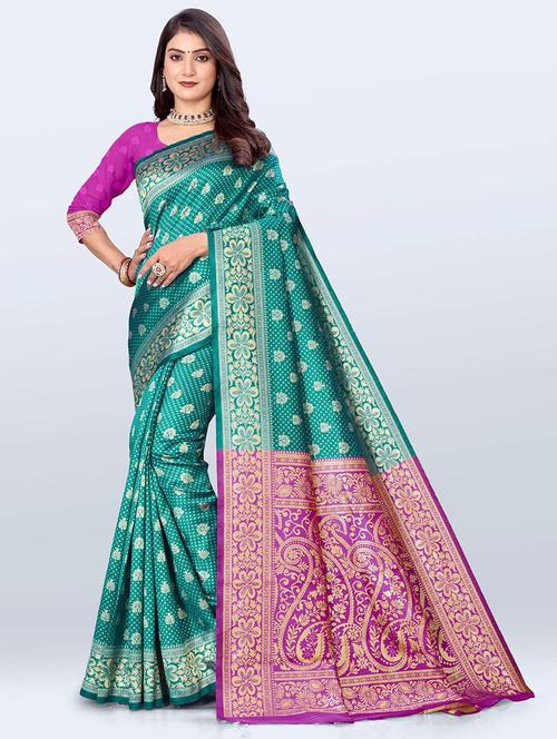 women self design banarasi saree with blouse - 21364360 - Very Small Image - 1