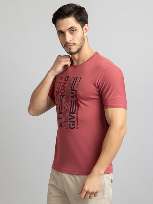 men round neck front print t-shirt - 21364443 - Very Small Image - 1