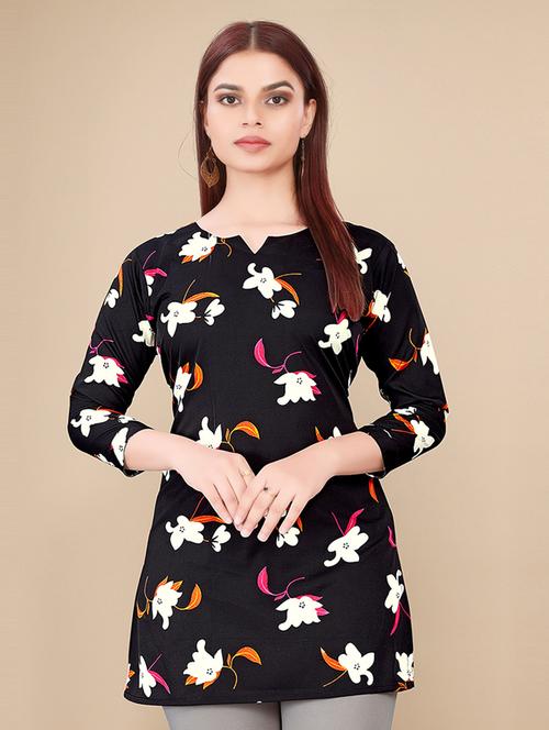 women notch neck printed a-line top - 21364713 - Very Small Image - 1