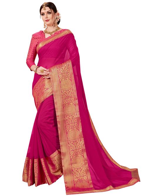women solid with bordered saree - 21364786 - Very Small Image - 1