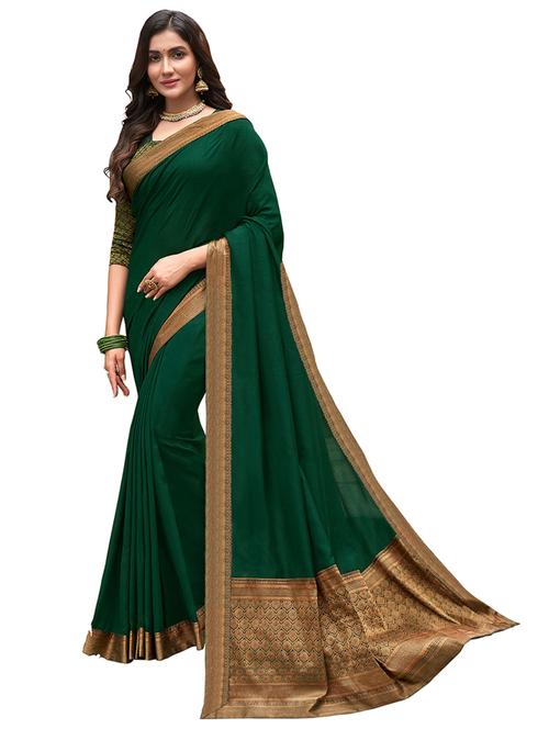 women solid with bordered saree - 21364801 - Very Small Image - 1