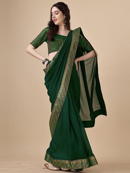 women solid with bordered saree - 21364829 - Very Small Image - 1