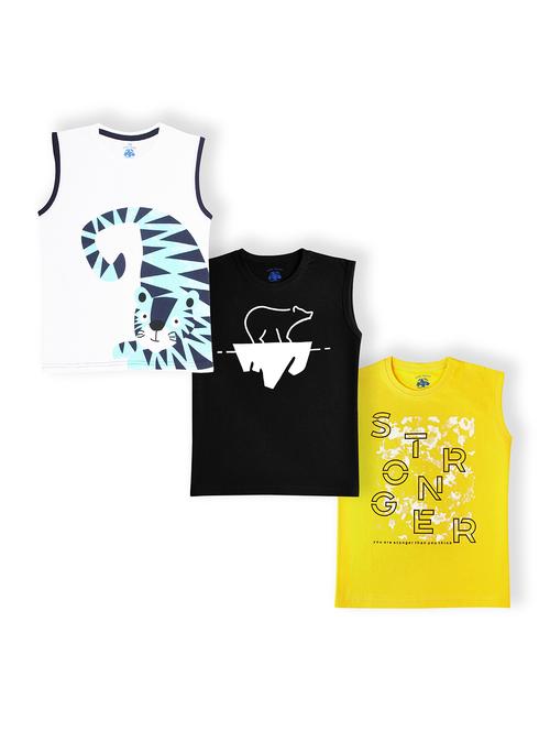 boys pack of 3 printed sleeveless t-shirt - 21365211 - Very Small Image - 1