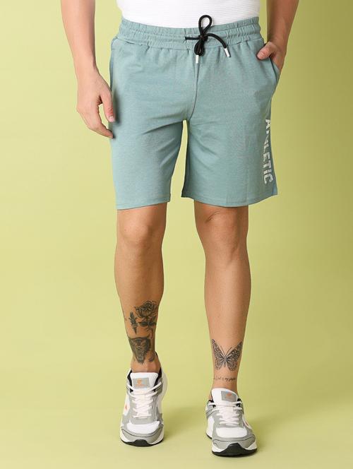 men sea green placement printed short - 21366167 - Very Small Image - 1