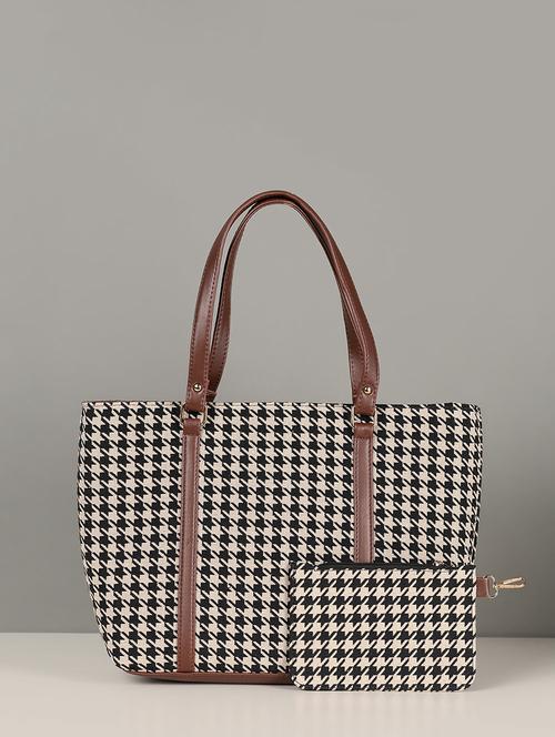 brown printed zipper handbag - 21366368 - Very Small Image - 1