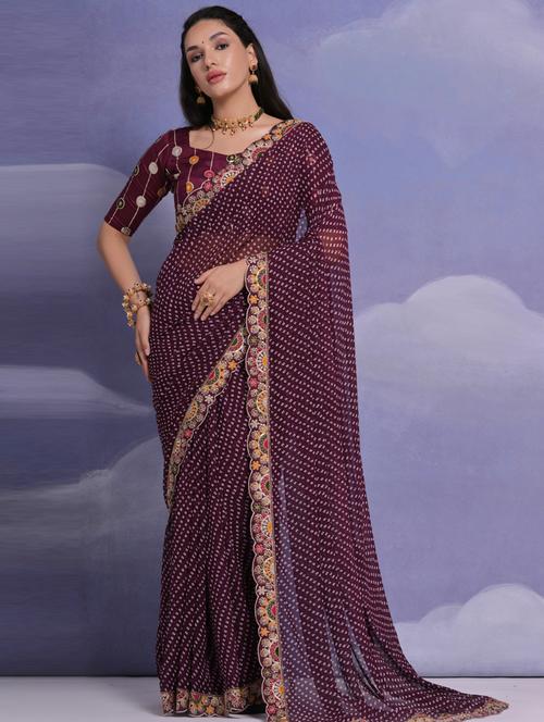 women bandhani printed saree - 21366398 - Very Small Image - 1