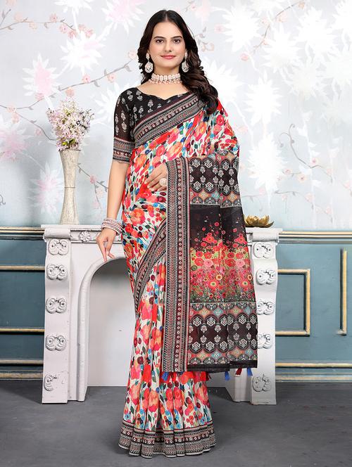 women printed saree - 21366463 - Very Small Image - 1
