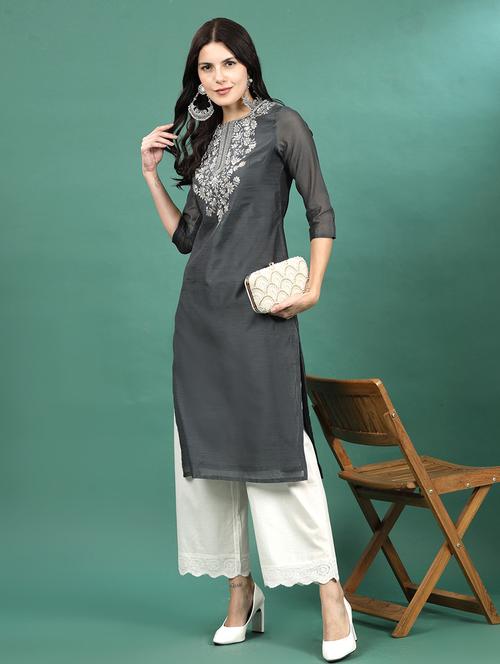 women three quarter sleeve straight kurta - 21367746 - Very Small Image - 1