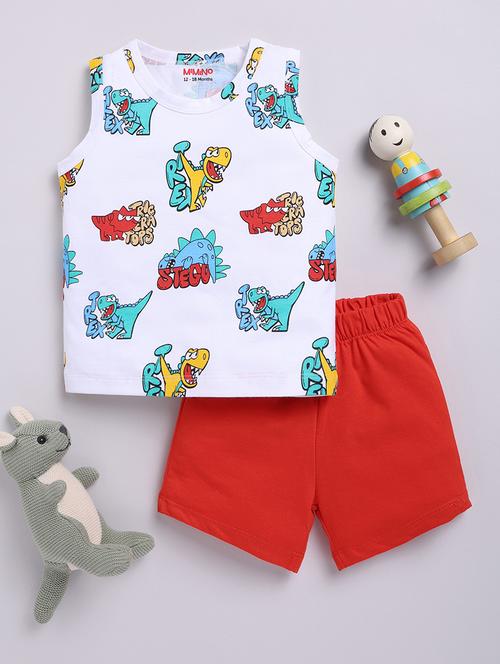 boys round neck printed shorts set - 21368447 - Very Small Image - 1