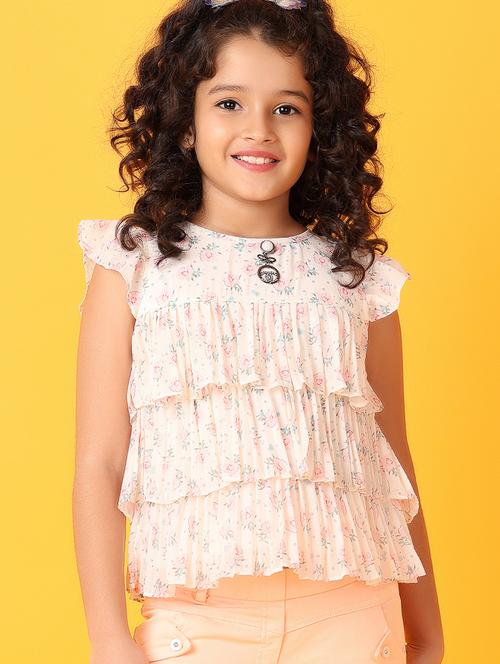 girls florals round neck top - 21369064 - Very Small Image - 1