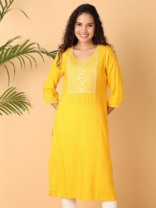 women three quarter sleeve straight kurta - 21369681 - Very Small Image - 1