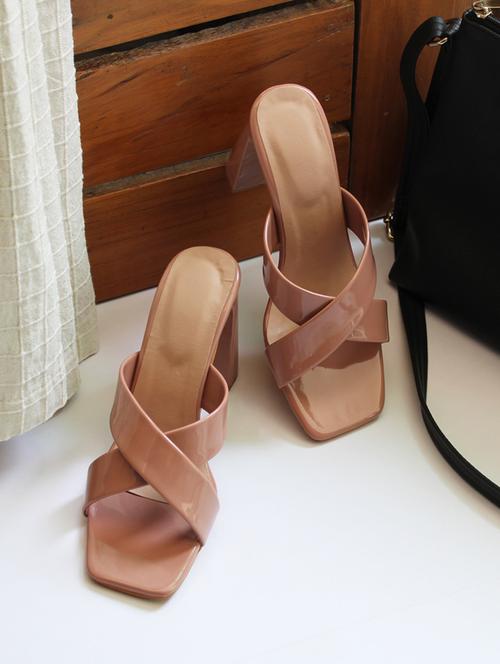 peach synthetic slip on sandals - 21370201 - Very Small Image - 1