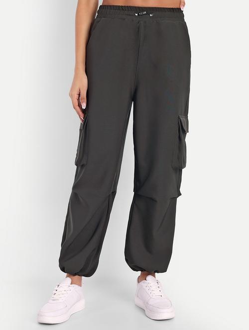 womwn coffee brown solids cotton cargos - 21370224 - Very Small Image - 1