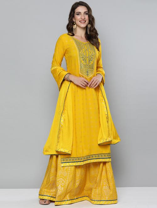 women yellow kurta skirt set with dupatta - 21371005 - Very Small Image - 1
