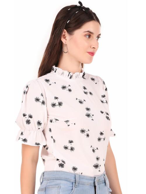 women printed puff sleeves straight top - 21373789 - Very Small Image - 1